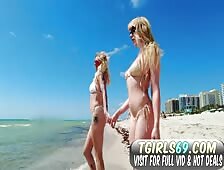 Olivia Would with Kitt Jones Bareback Bikini Tgirl